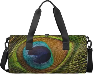 Tribe Ethnic Animal Peacock Feathers Sports Duffel Bag, Gym Tote Bag Waterproof Weekender Travel Bag for Overnight Travel Luggage Workout Women Men