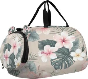 Tropical Tree Kids Overnight Sports Duffel Bags with Shoe Compartment & Wet Pocket Travel Sport Gym Bag for Girls Boys