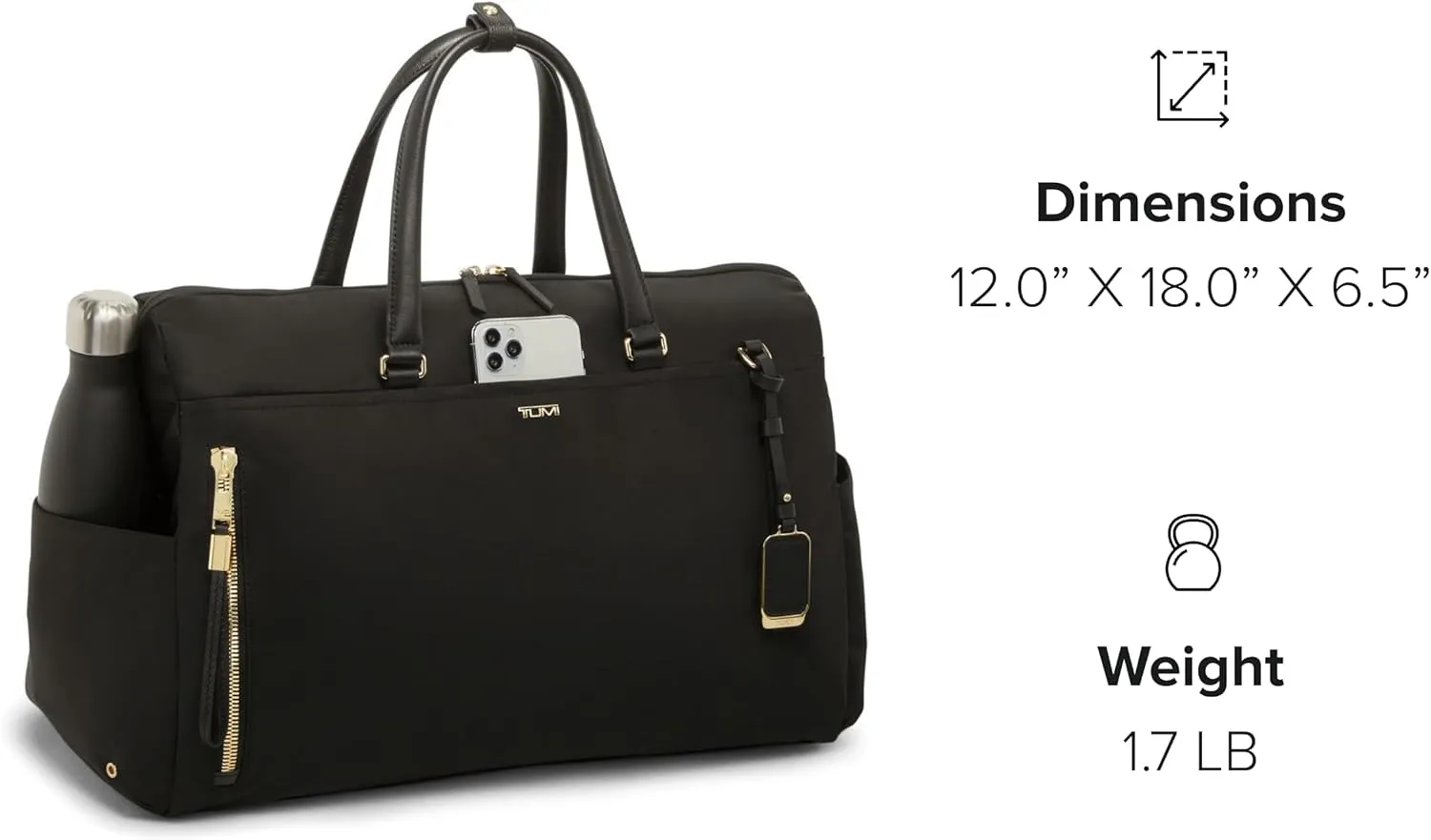 TUMI - Voyageur Venice Duffel - Aesthetic Travel Duffel Bag for Women - Multicompartment Weekender Ladies' Bag - Black/Gold
