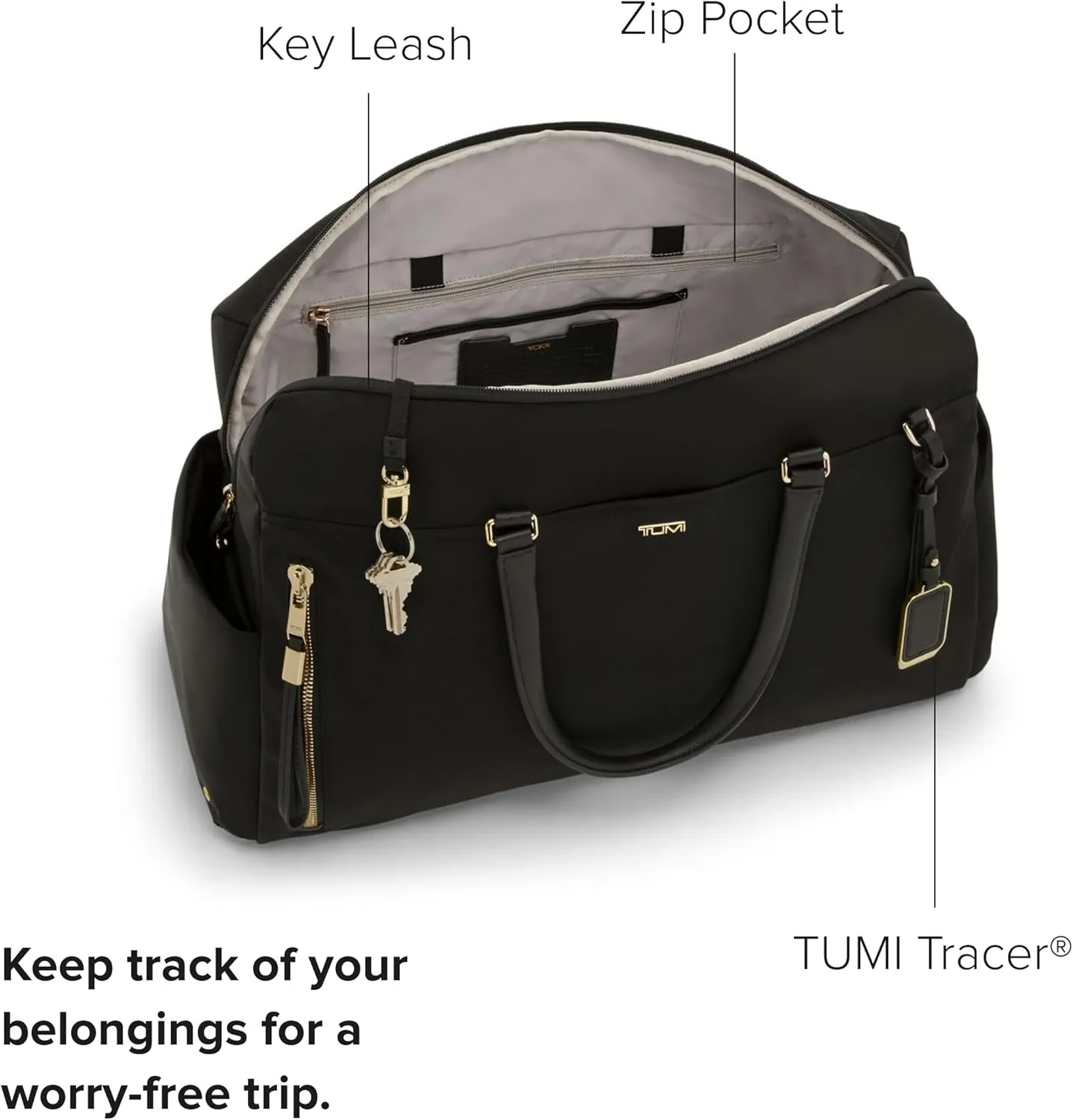 TUMI - Voyageur Venice Duffel - Aesthetic Travel Duffel Bag for Women - Multicompartment Weekender Ladies' Bag - Black/Gold