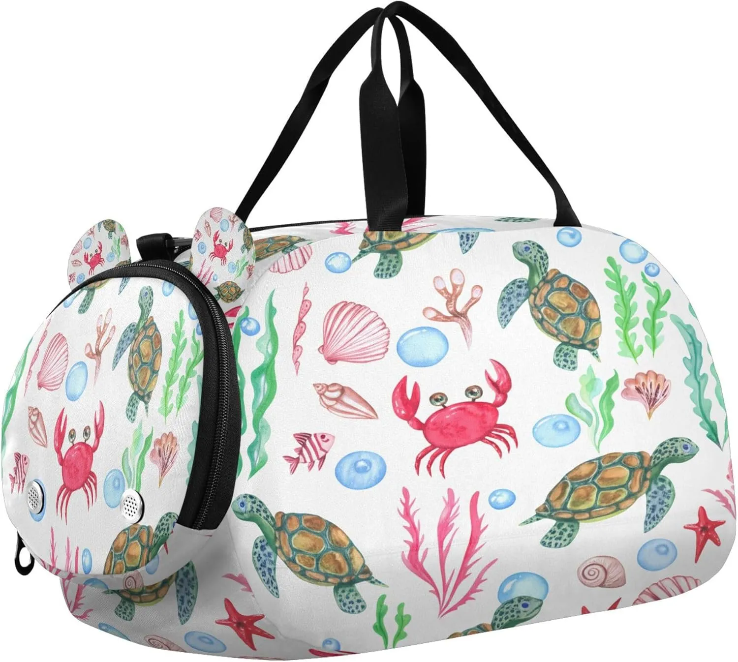 Turtle Kids Overnight Sports Duffel Bags with Shoe Compartment & Wet Pocket Travel Sport Gym Bag for Girls Boys