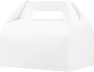 UnicoPak 30 Pcs 9x6x6 Large Gable Boxes White Gift Boxes with Handles Bakery Boxes Treat Boxes Paper Lunch Boxes To Go Boxes for Birthday Wedding Party Favors Picnic Christmas