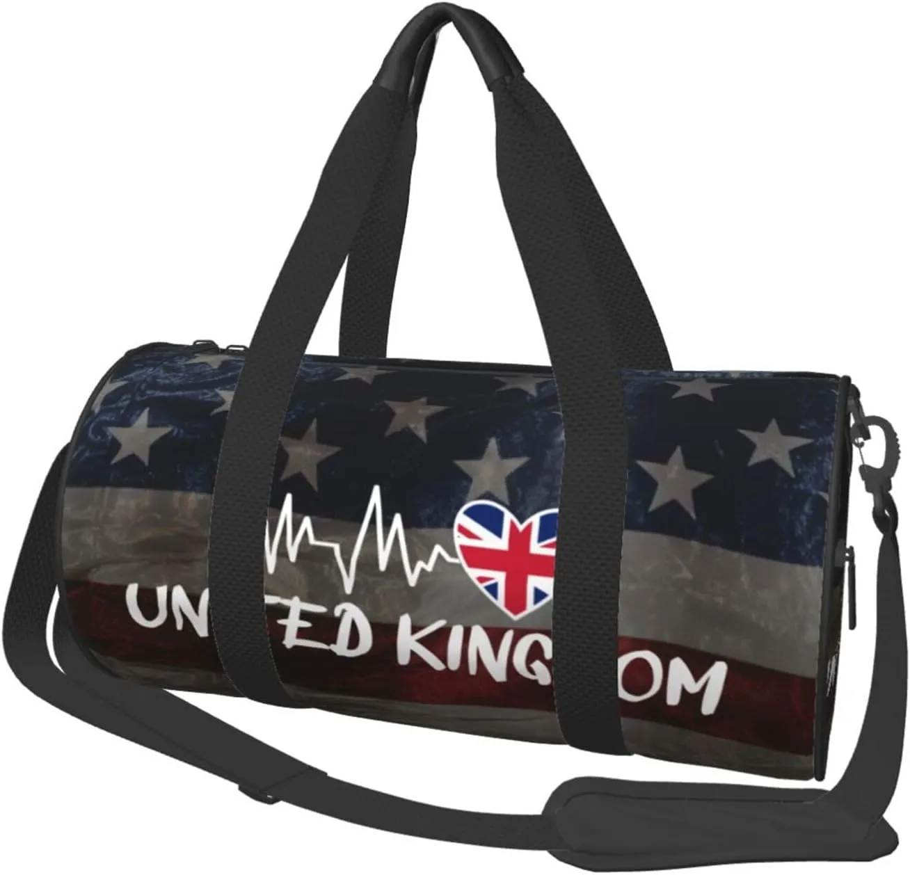 United Kingdom Heartbeat Duffel Bag Gym Bag Travel Sports Tote Large Foldable Beach Swim Yoga5