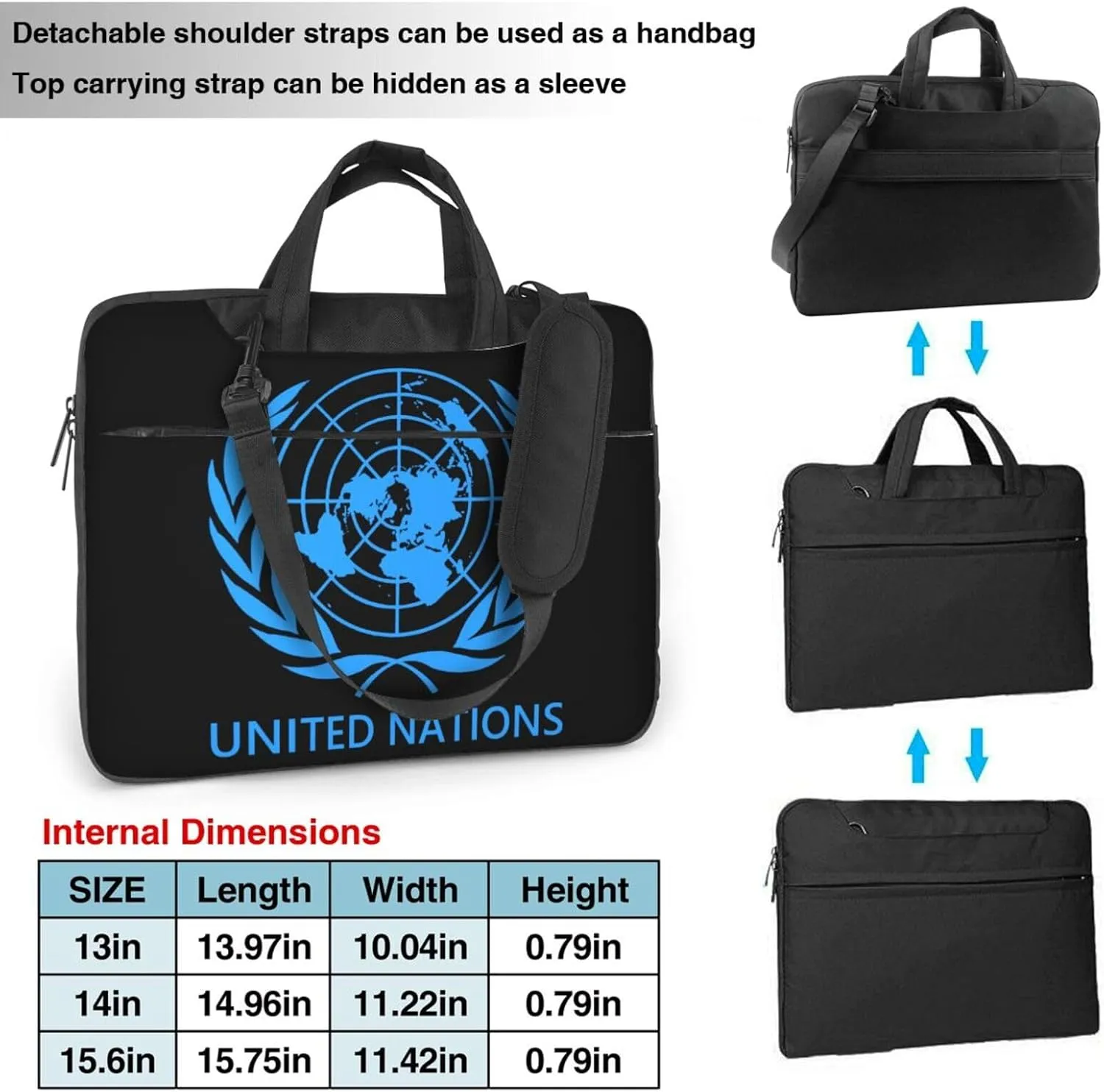 United Nations Emblem 3d Pattern Laptop Bag Shoulder Bag Computer Notebook Briefcase Messenger Bag