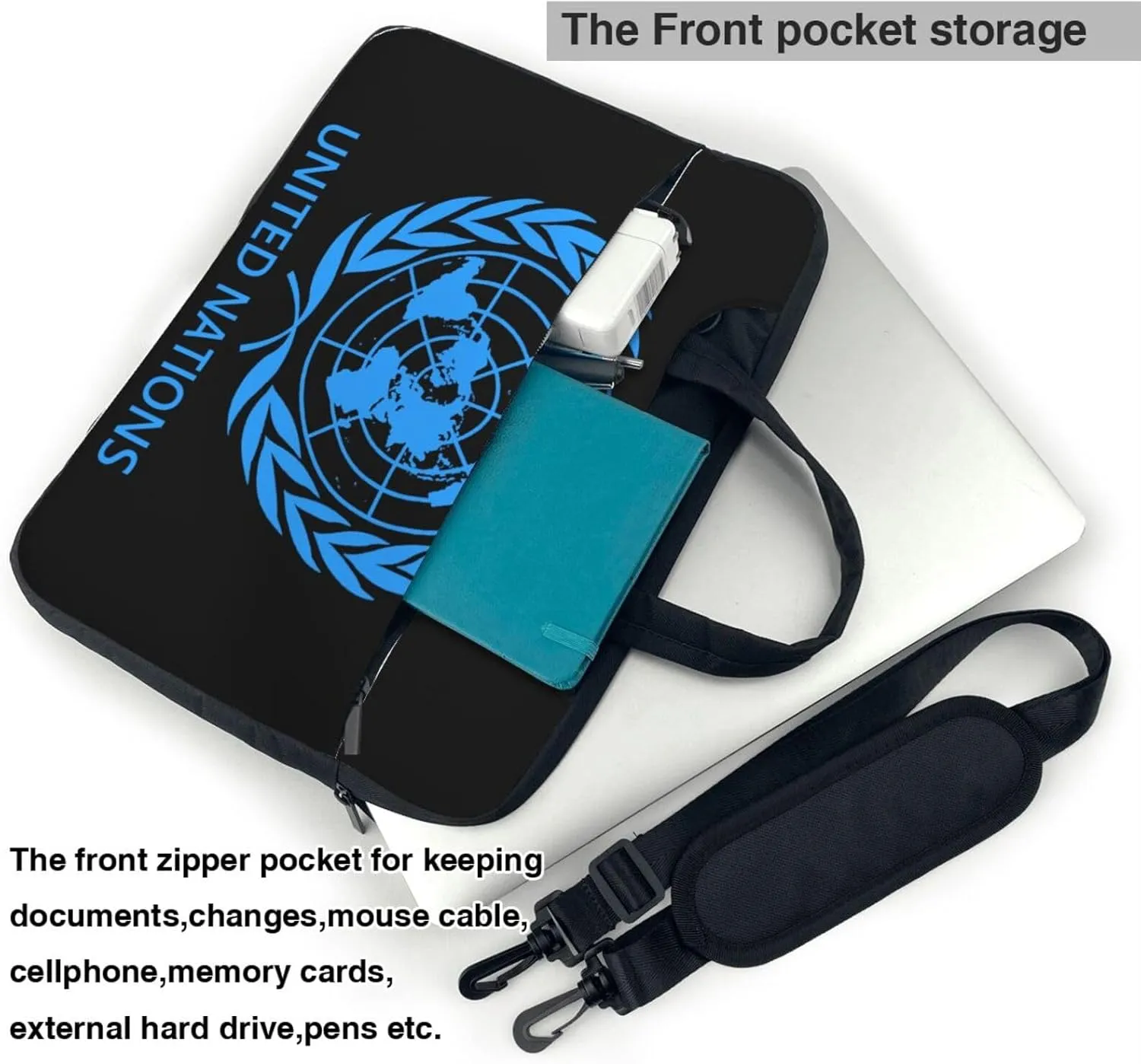 United Nations Emblem 3d Pattern Laptop Bag Shoulder Bag Computer Notebook Briefcase Messenger Bag
