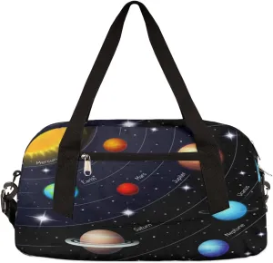 Universe Galaxy Solar System Kids Duffel Overnight Bags, Planet Boys Weekender Travel Bag Carry on Sports Gym Bag for Kids Boys
