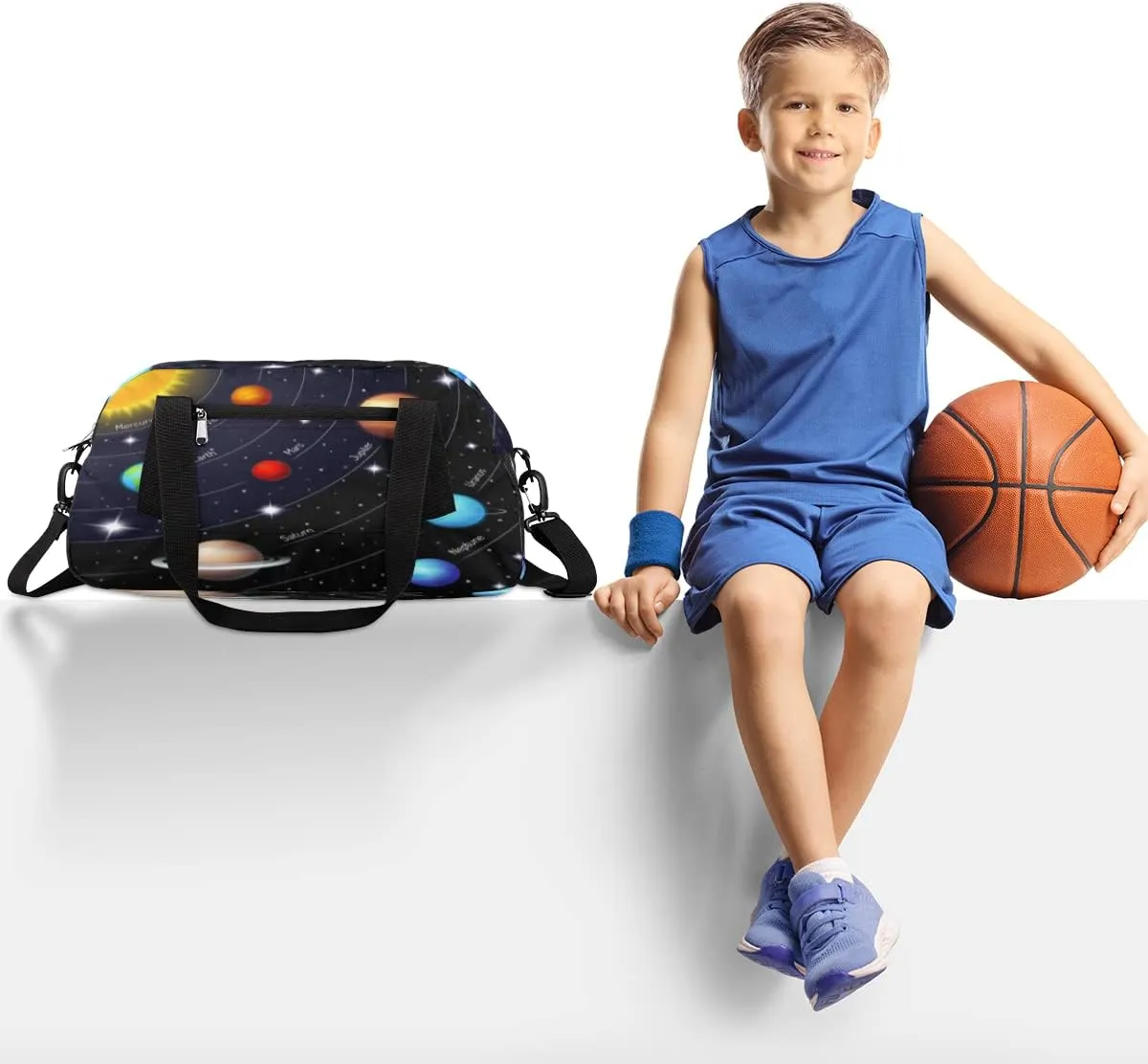 Universe Galaxy Solar System Kids Duffel Overnight Bags, Planet Boys Weekender Travel Bag Carry on Sports Gym Bag for Kids Boys