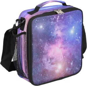 Universe Space Galaxy Nebula Lunch Bag for Girls Boys Outer Space Galaxy Insulated Lunch Box for Kids School Picnic Travel Outdoor,Students Teens Thermal Lunch Tote Bag with Adjustable Shoulder Strap