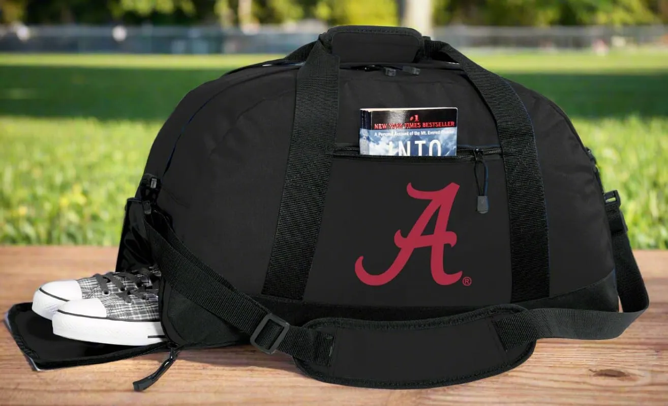 University of Alabama Duffle Bags - Alabama Gym Bag w/SHOE POCKETS (Black Script A Logo)