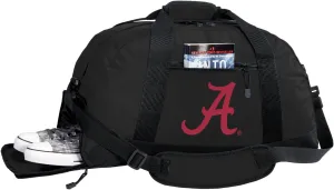 University of Alabama Duffle Bags - Alabama Gym Bag w/SHOE POCKETS (Black Script A Logo)