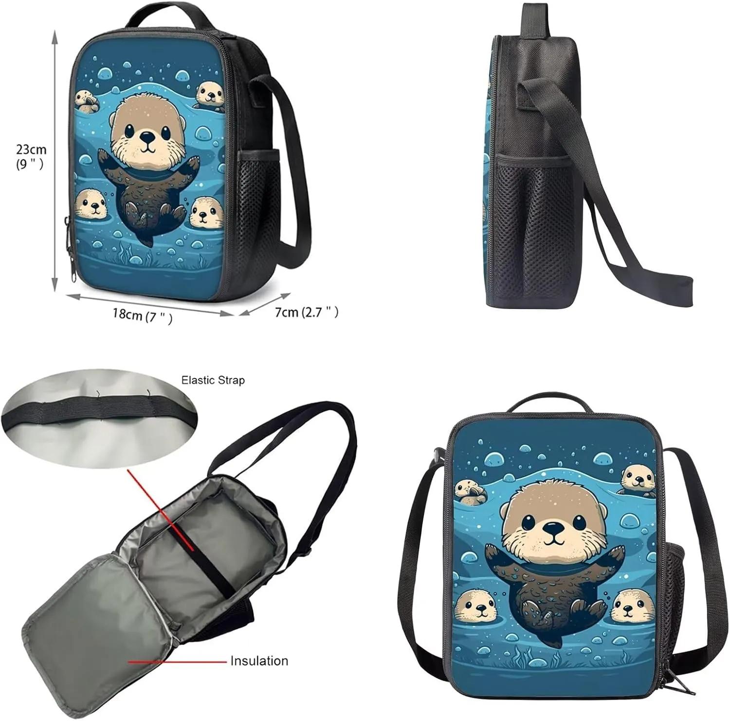 Upetstory Sea Otter Backpack for Girls Boys Kids 6-8 10-12 School Bag with Lunch Box Pencil Case Preschooler Primary Student Bookbag Elementary Schoolbag Daypack Hiking Camping Travel Rucksack