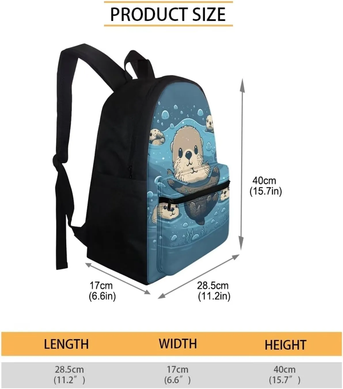 Upetstory Sea Otter Backpack for Girls Boys Kids 6-8 10-12 School Bag with Lunch Box Pencil Case Preschooler Primary Student Bookbag Elementary Schoolbag Daypack Hiking Camping Travel Rucksack