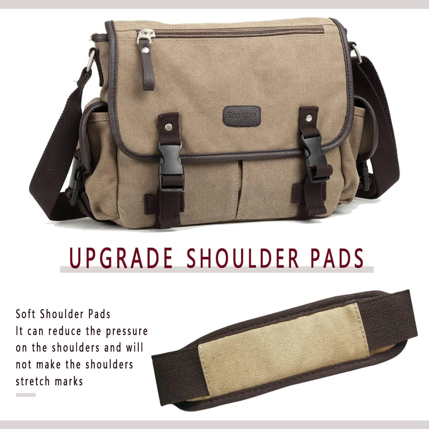[Upgraded] Vintage Canvas Messenger Bag Large Book Laptop Shoulder Bag Women Men New