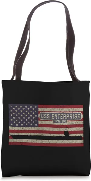 USS Enterprise CVN-80 Aircraft Carrier American Flag Tote Bag