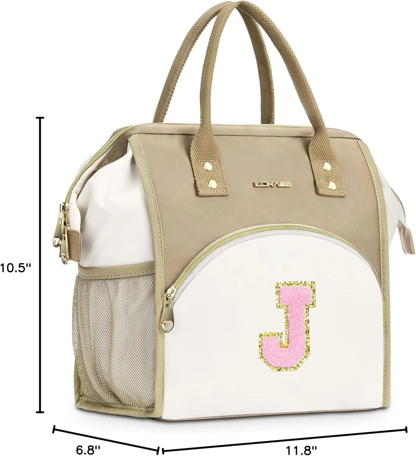 UTOTEBAG Initial Lunch Bag Women, Preppy Teen Girls Lunch Box Adult Cooler Lunchbox Container for Work Picnic, Personalized Mother's Day Gifts for Mom Girlfriend Daughter Grand daughter, Letter J