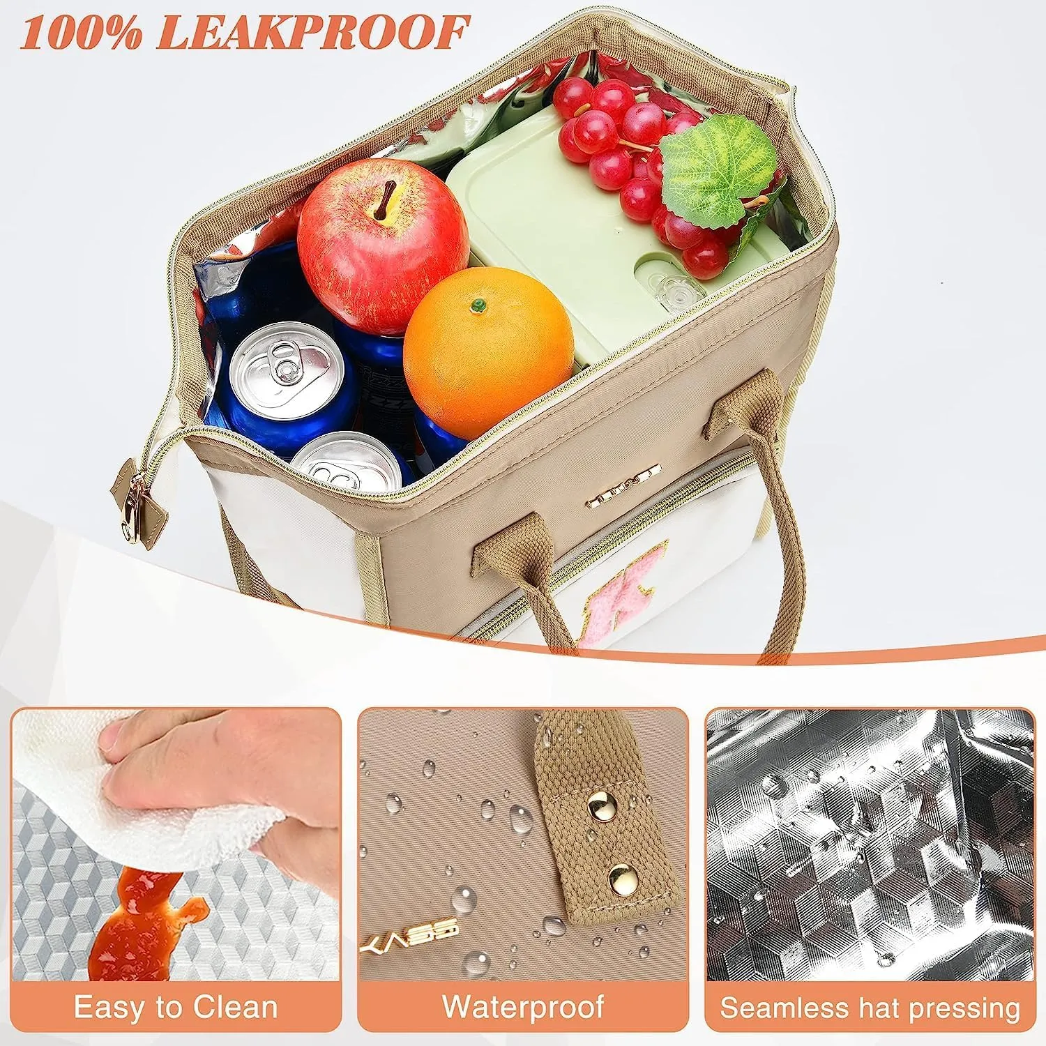 UTOTEBAG Initial Lunch Bag Women, Preppy Teen Girls Lunch Box Adult Cooler Lunchbox Container for Work Picnic, Personalized Mother's Day Gifts for Mom Girlfriend Daughter Grand daughter, Letter J