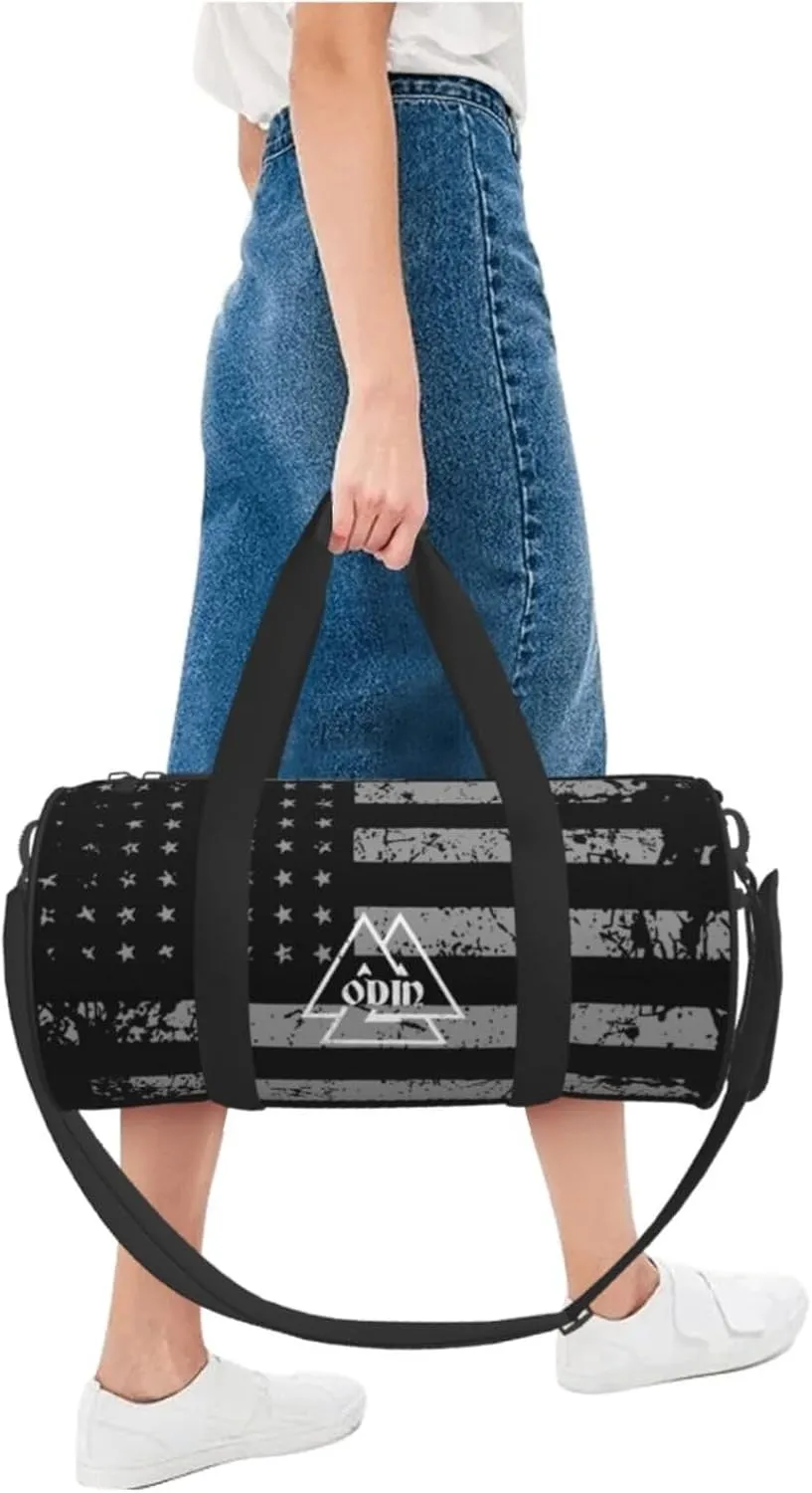 Valknut, The Symbol Of Odin God Travel Luggage Duffel Bag Sports Rolling Foldable Duffel Bag, Black