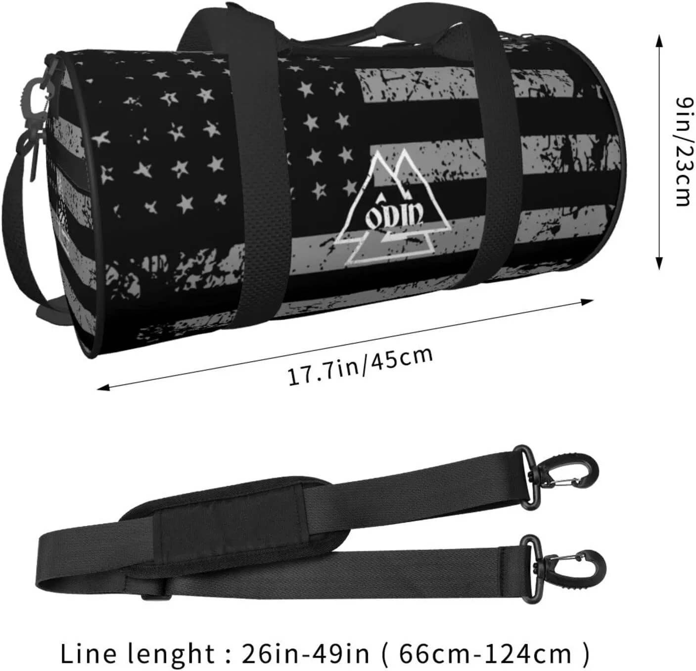 Valknut, The Symbol Of Odin God Travel Luggage Duffel Bag Sports Rolling Foldable Duffel Bag, Black