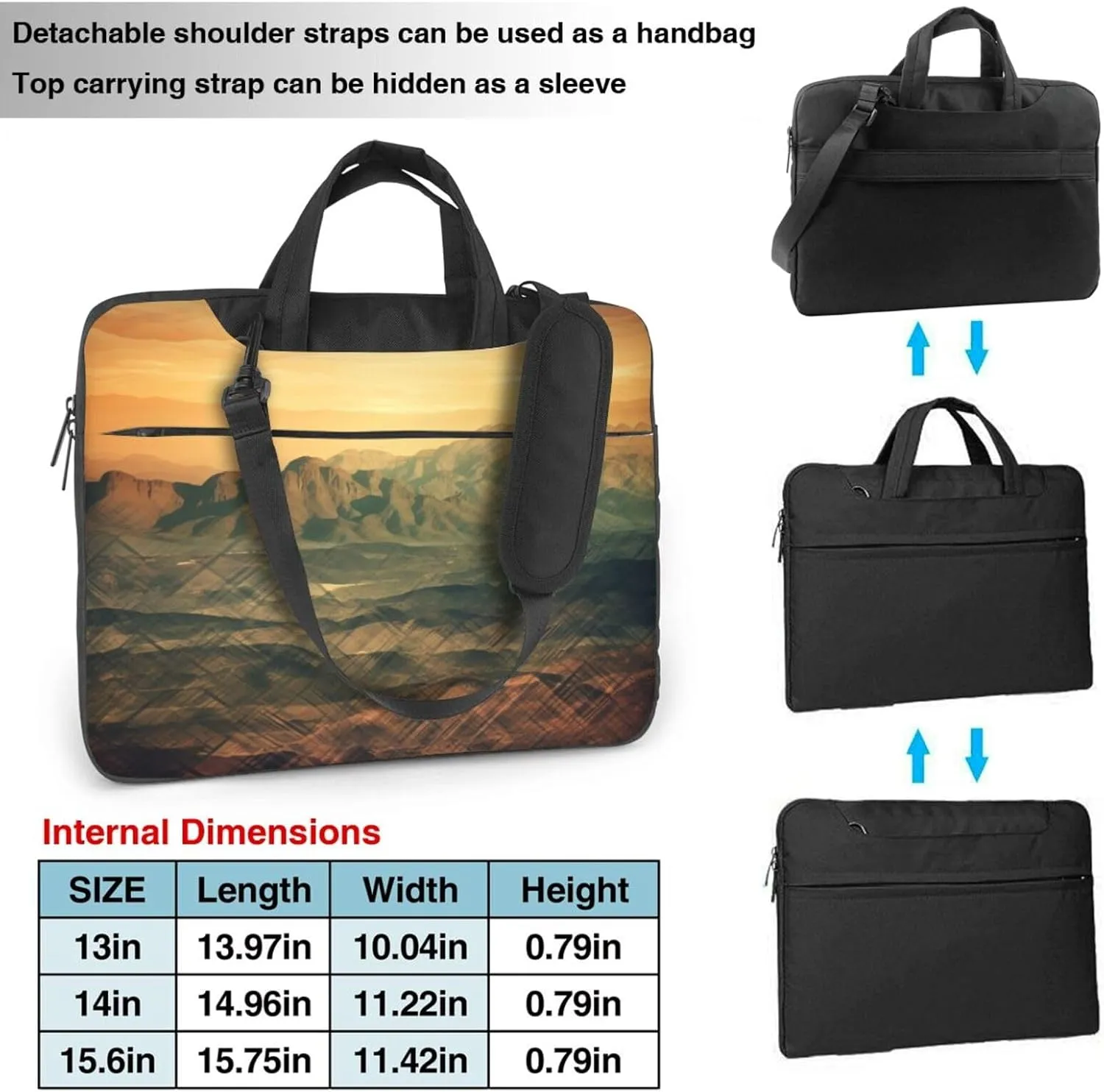 Valley Pattern Laptop Bag Laptop Messenger Shoulder Bag Travel Computer Bag for Women Men