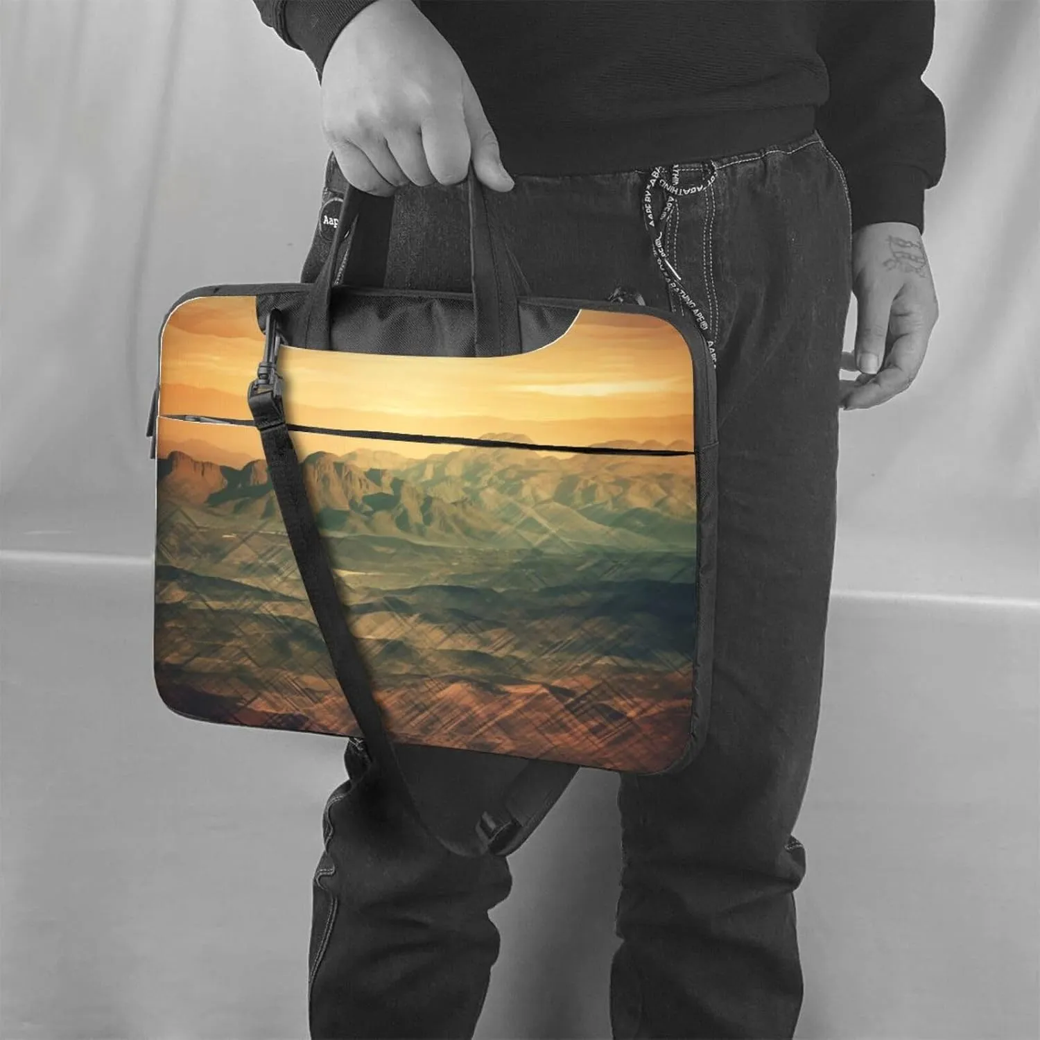 Valley Pattern Laptop Bag Laptop Messenger Shoulder Bag Travel Computer Bag for Women Men