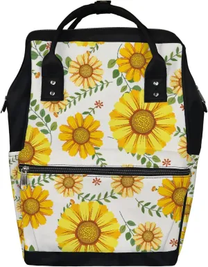 Vantaso Diaper Bag Mommy Backpack Travel Large Capacity Yellow Cosmos Flowers Multifunction Shoulder Nappy Bag Tote Bag for Woman
