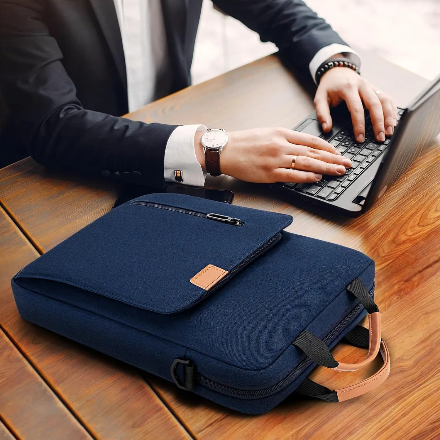Vertical Laptop Case Computer Bag for 13-13.3 Inch MacBook Air/Pro Computer Notebook, Waterproof Protective Lightweight Laptop Computer Cover Bag, Navy Blue
