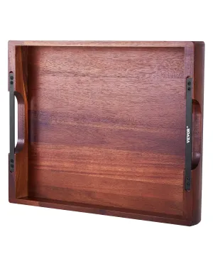 VEVOR Wood Serving Tray, Acacia Wooden Tray Board with Handles, Decorative Rustic Serving Trays Platter, Ideal for Breakfast in Bed, Lunch, Kitchen, Living Room, Ottoman, Coffee Table, Party, Couch