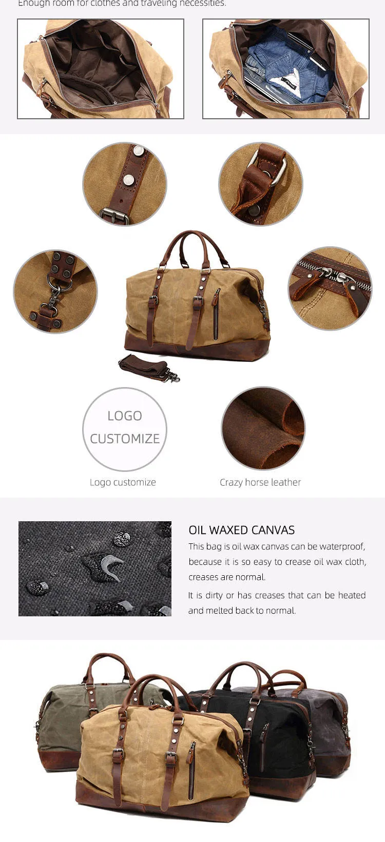 Vintage Canvas Leather Duffel Bag for Travel and Adventure