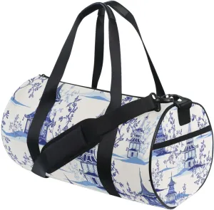 Vintage Chinese Pagodas Trees Duffel Bag Canvas Travel Weekender Luggage Gym Handbag for Men Women