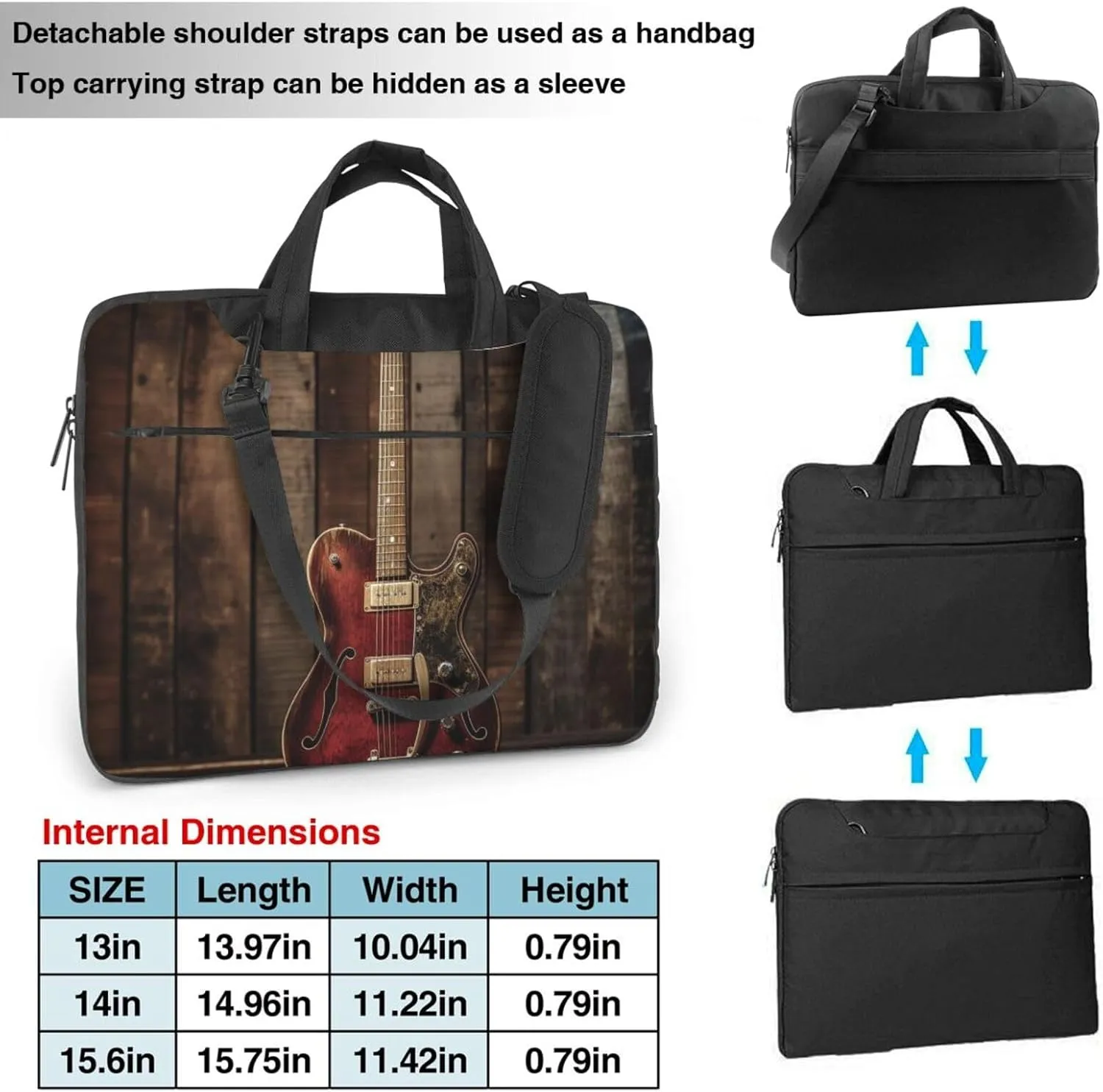 Vintage Electric Guitar Laptop Bag Laptop Messenger Shoulder Bag Travel Computer Bag for Women Men