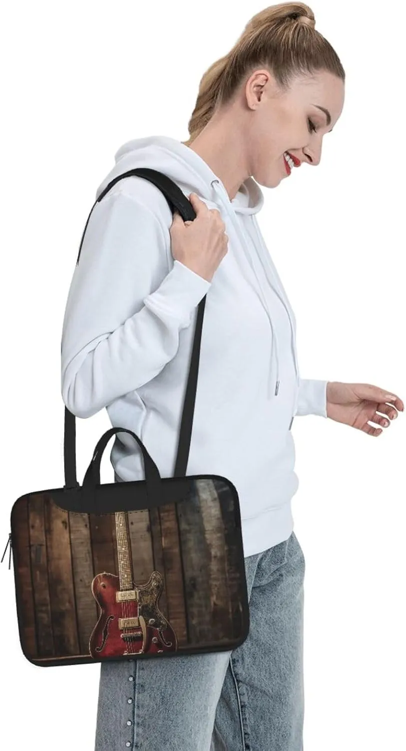 Vintage Electric Guitar Laptop Bag Laptop Messenger Shoulder Bag Travel Computer Bag for Women Men