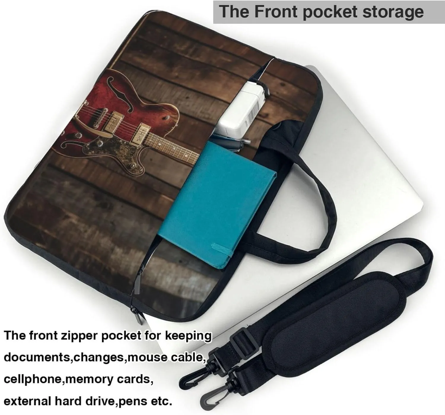 Vintage Electric Guitar Laptop Bag Laptop Messenger Shoulder Bag Travel Computer Bag for Women Men