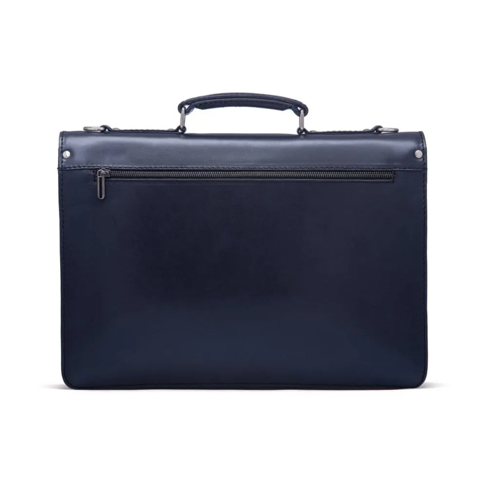 Vintage Leather Harvard Briefcase - Navy