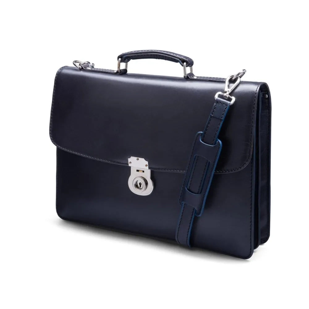 Vintage Leather Harvard Briefcase - Navy
