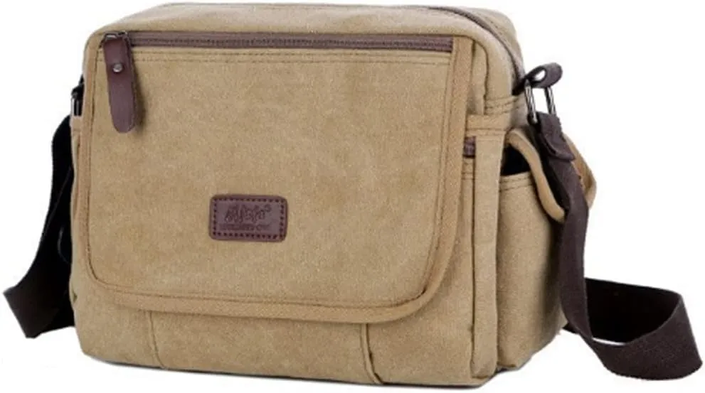 Vintage Messenger Canvas Bag Multi-Function Crossbody Shoulder Bag with Multiple Pockets, Adjustable Padded Shoulder Strap