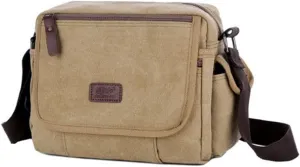 Vintage Messenger Canvas Bag Multi-Function Crossbody Shoulder Bag with Multiple Pockets, Adjustable Padded Shoulder Strap