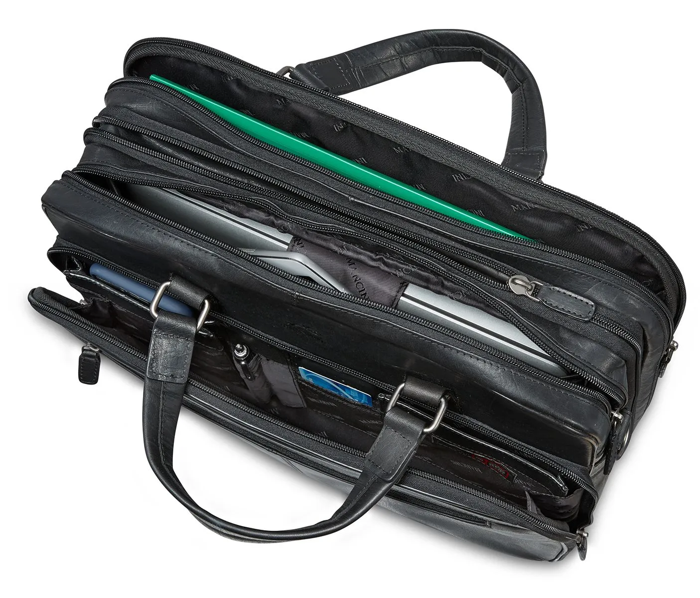 Voice-controlled Leather Mancini Buffalo Budget-conscious Double Briefcase Compartment Collection