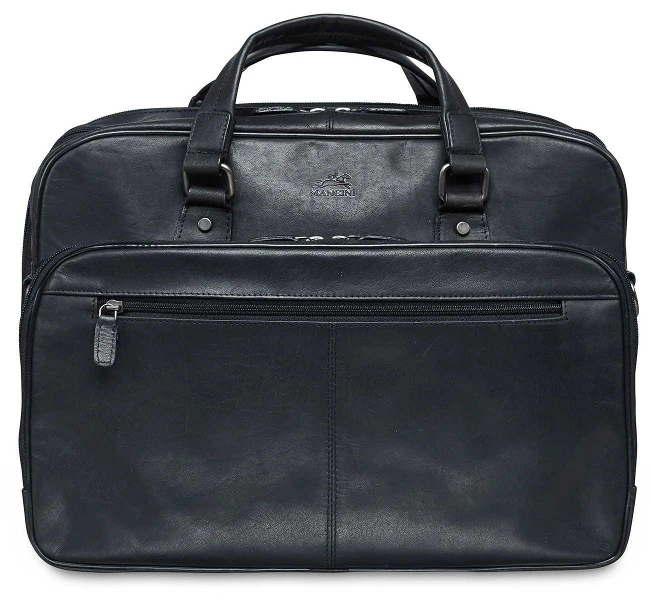 Voice-controlled Leather Mancini Buffalo Budget-conscious Double Briefcase Compartment Collection