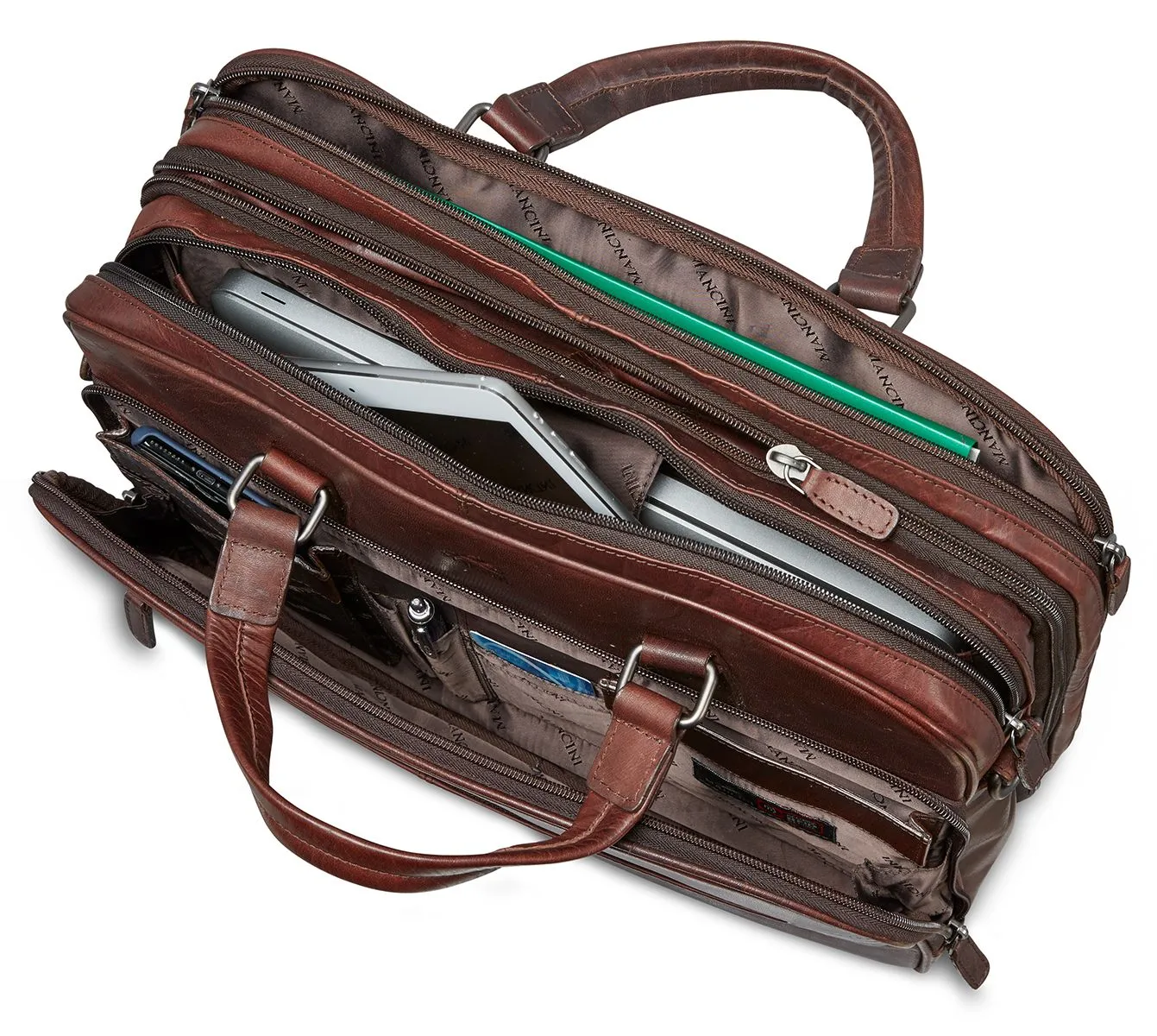 Voice-controlled Leather Mancini Buffalo Budget-conscious Double Briefcase Compartment Collection
