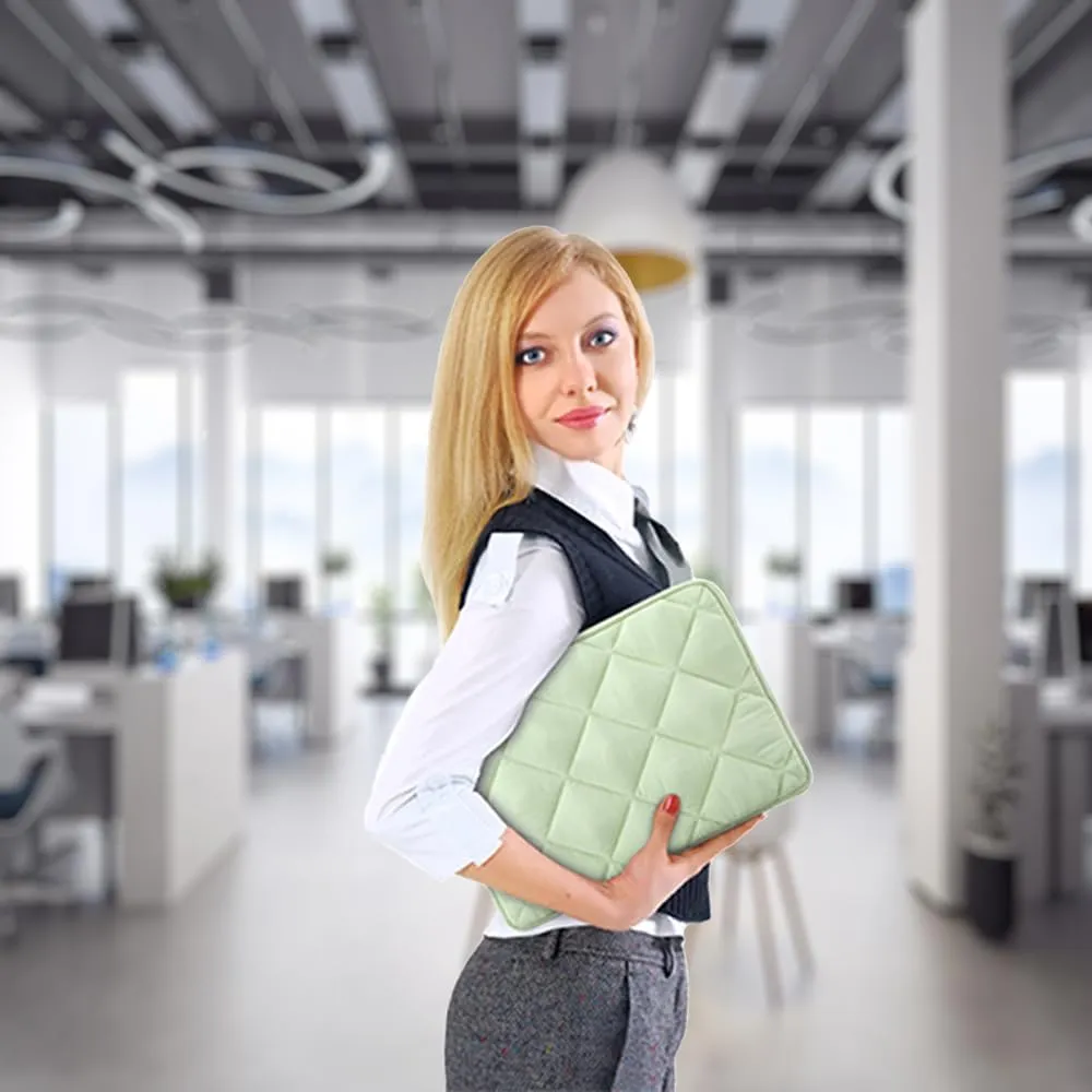 Voova Puffy Laptop Sleeve 15.6 Inch, Cute Laptop Case Compatible with MacBook Pro 16, 15.6-16 Inch Lenovo Acer Dell HP Asus, Slim Computer Bag with Accessories Pouch, Green