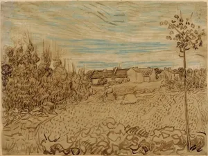 WALLKiART Abstract Painting Posters Art Prints Canvas Painting Artwork Bauernhaus in Einem Feld by Vincent Van Gogh Prints on Canvas for Home Decor 60x90cm