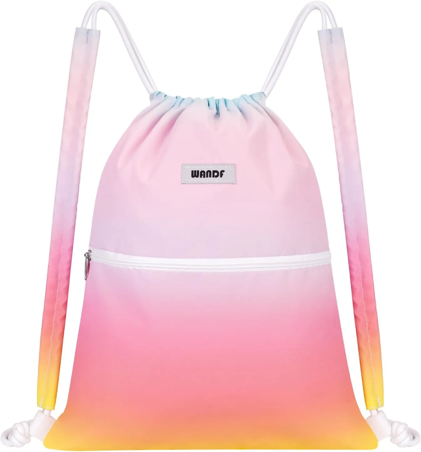 WANDF Drawstring Backpack Sports Gym Bag with Shoulder Pads Water Resistant String Bag Cinch Bag for Women Men (Rainbow)