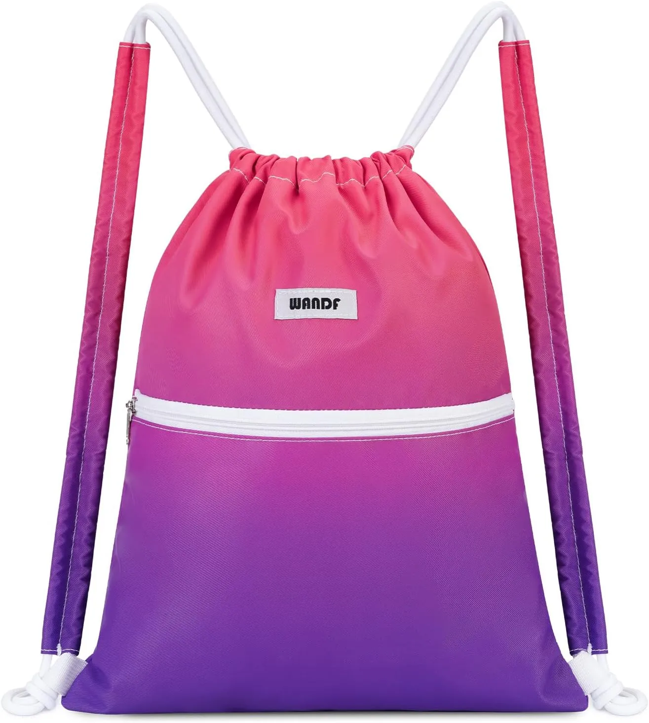 WANDF Drawstring Backpack Sports Gym Bag with Shoulder Pads Water Resistant String Bag Cinch Bag for Women Men (Rose Red)