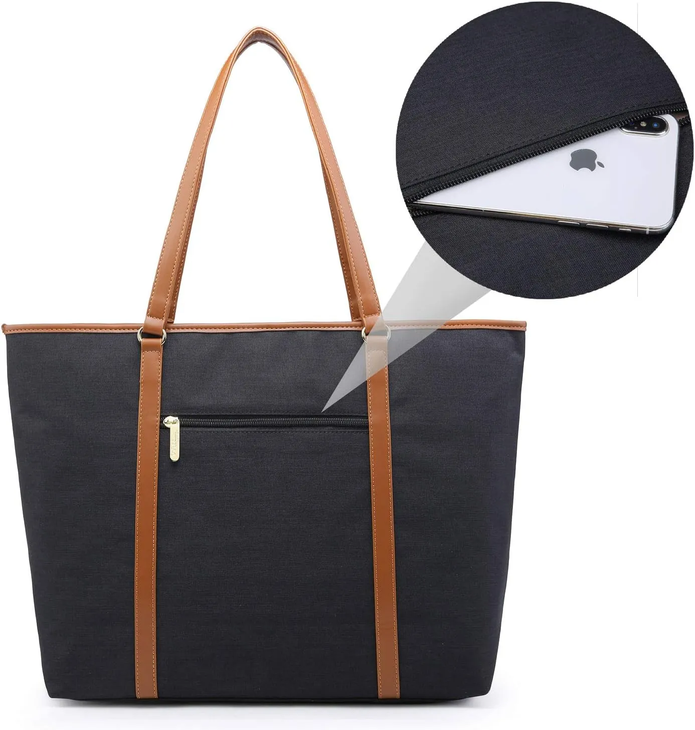 Water Resistant Nylon Laptop Tote Bag for Teacher Large Work Travel Purse fit up to 15.6 inch Laptop