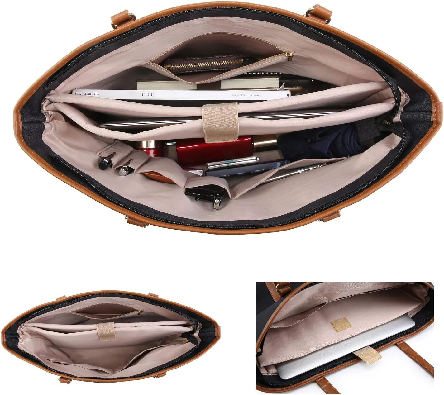 Water Resistant Nylon Laptop Tote Bag for Teacher Large Work Travel Purse fit up to 15.6 inch Laptop