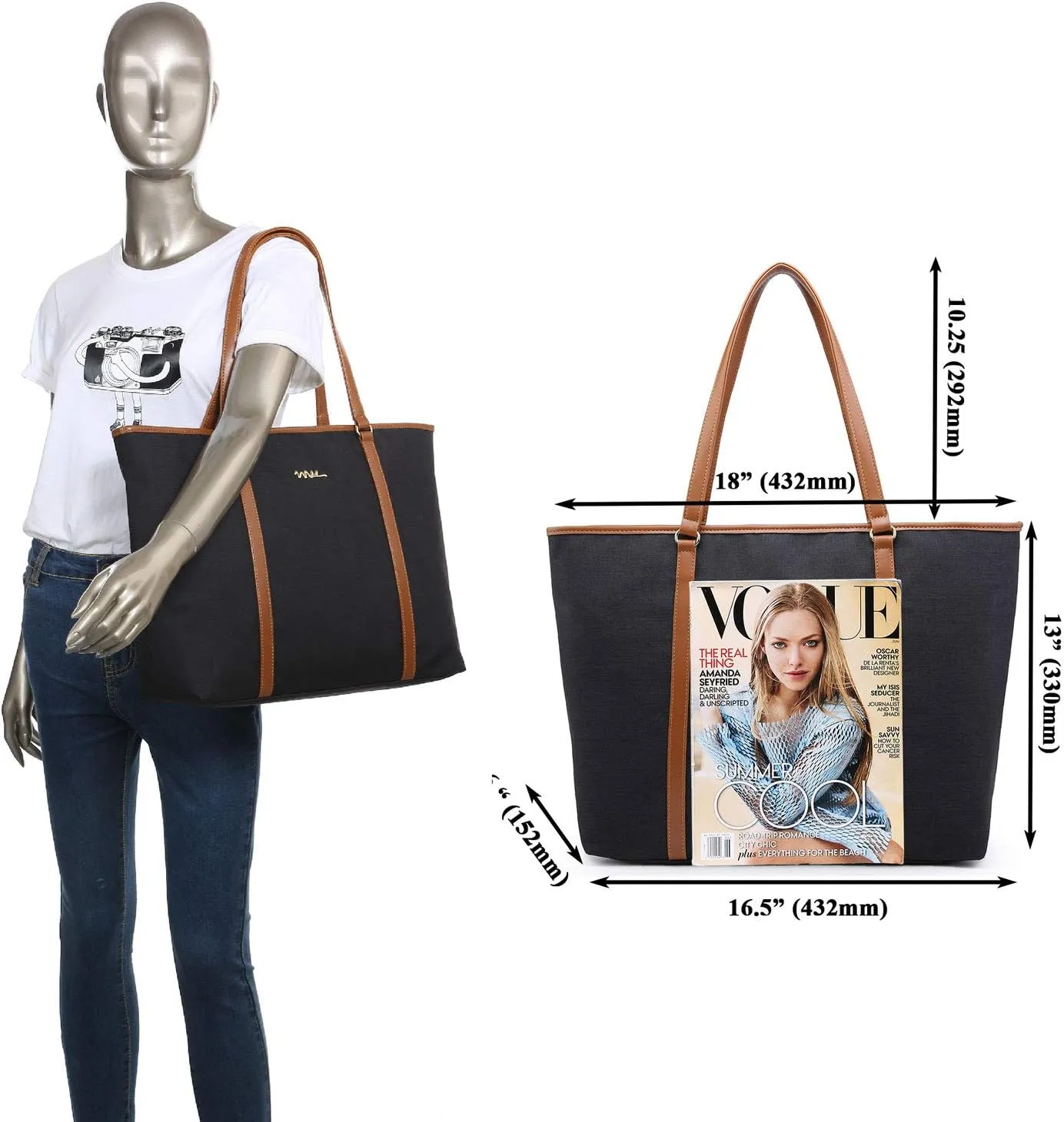 Water Resistant Nylon Laptop Tote Bag for Teacher Large Work Travel Purse fit up to 15.6 inch Laptop