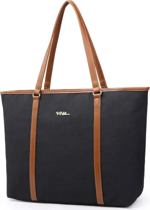 Water Resistant Nylon Laptop Tote Bag for Teacher Large Work Travel Purse fit up to 15.6 inch Laptop