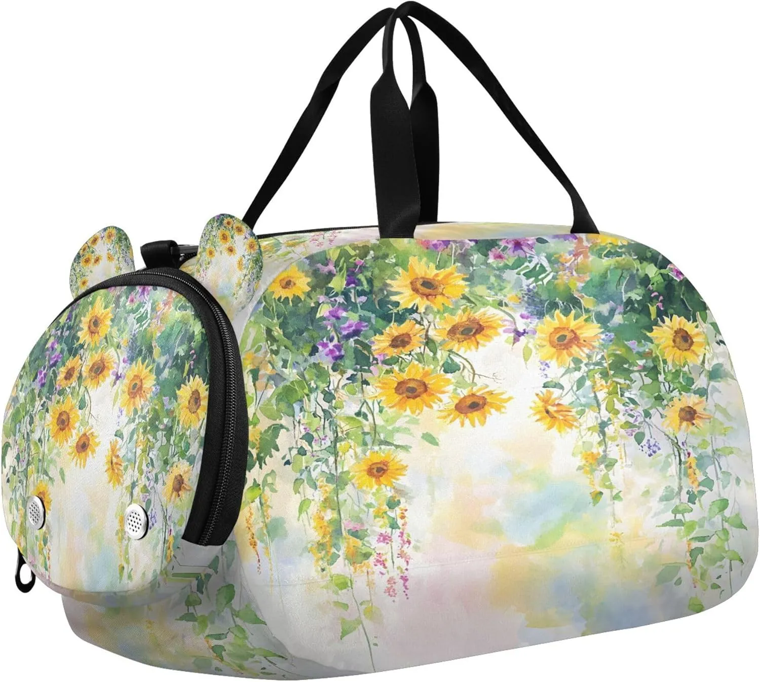 Watercolor Wildflowers Kids Overnight Sports Duffel Bags with Shoe Compartment & Wet Pocket Travel Sport Gym Bag for Girls Boys