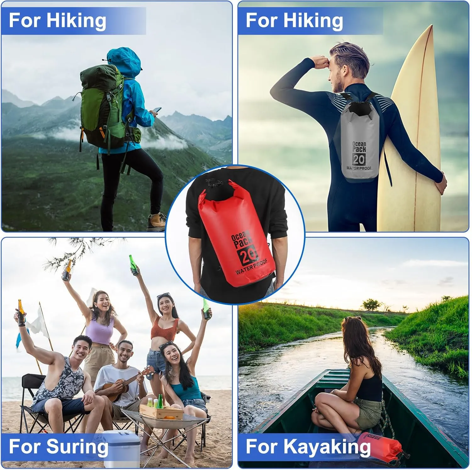 Waterproof Dry Bag, 30L Fit for Women Men Water Proof Bags Lightweight Dry Storage Floating Backpack with Whistle for Travel Backpacking Boating Kayaking Camping (Blue)