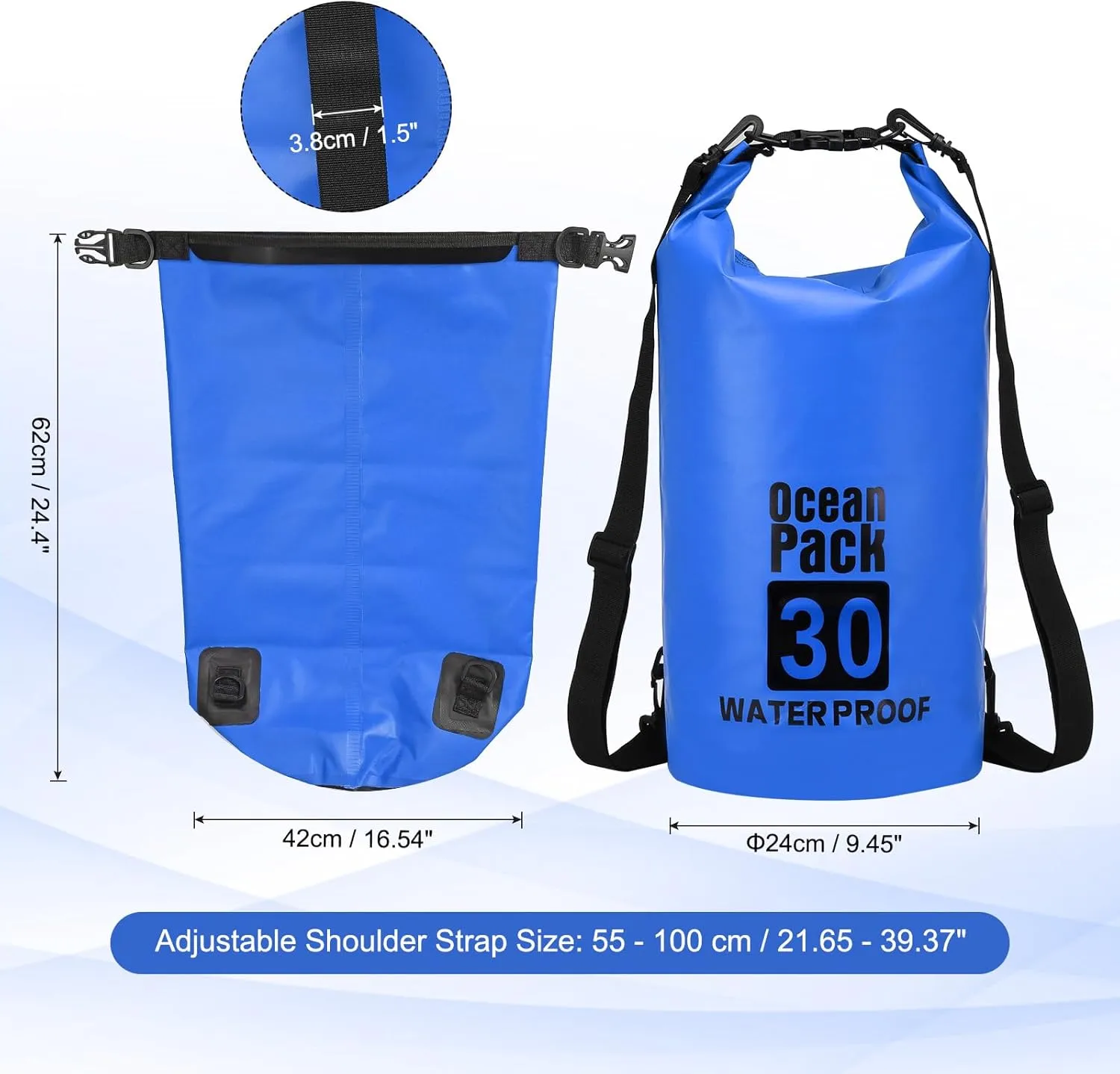 Waterproof Dry Bag, 30L Fit for Women Men Water Proof Bags Lightweight Dry Storage Floating Backpack with Whistle for Travel Backpacking Boating Kayaking Camping (Blue)